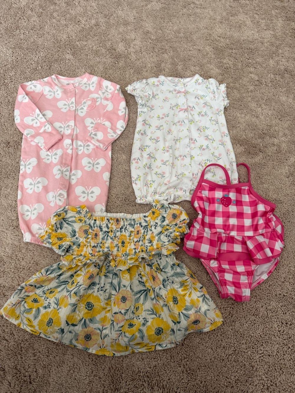 Baby Girl Clothing Romper One Piece Dress and Swimsuit Lot   size 3 -6 months